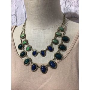 NWT Hey Doll Double Strand Chunky Gemstone Necklace Green / Blue